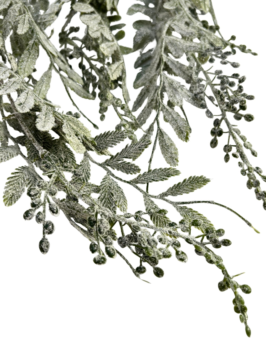 Glitter Hanging Pepper Berry Branch Green Frost 46''